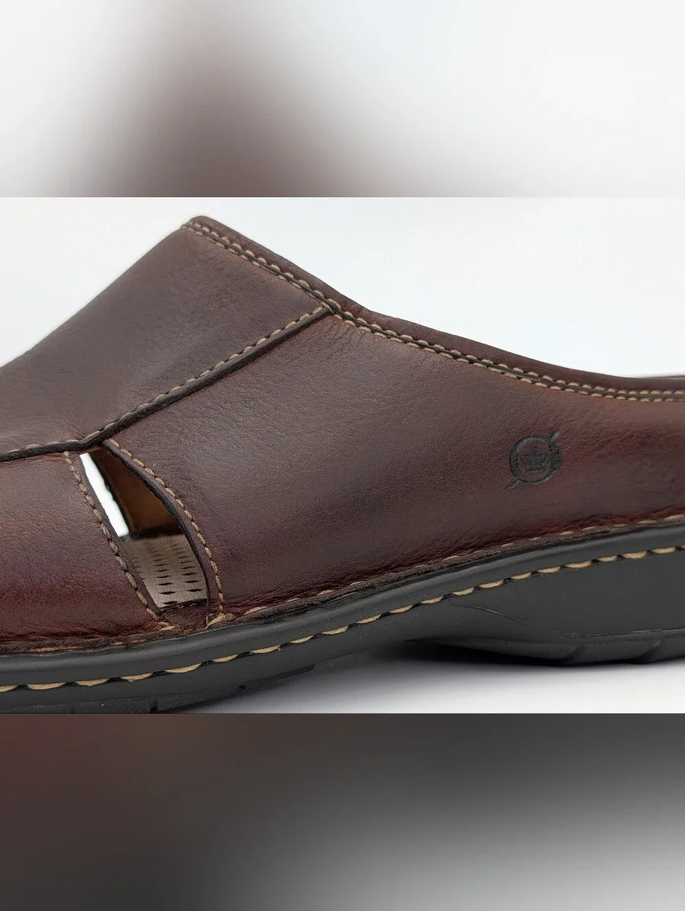 Born Size 10.5 Men's Brown Genuine Handmade Leather Loafer Sandals